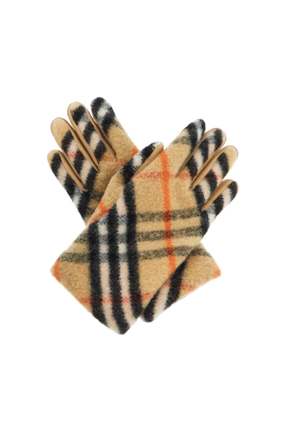 Burberry BURBERRY wool and leather check gloves