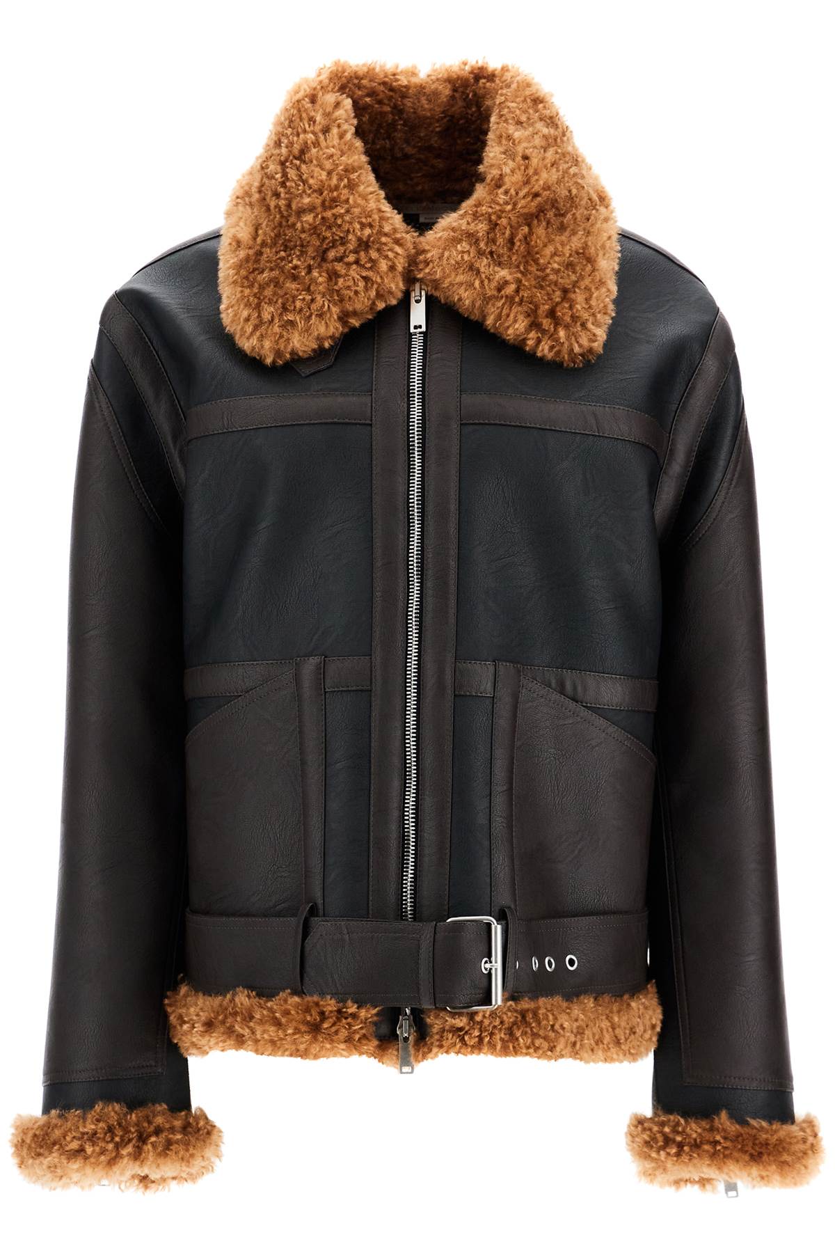 Stella McCartney STELLA McCARTNEY vegan leather and teddy biker jacket