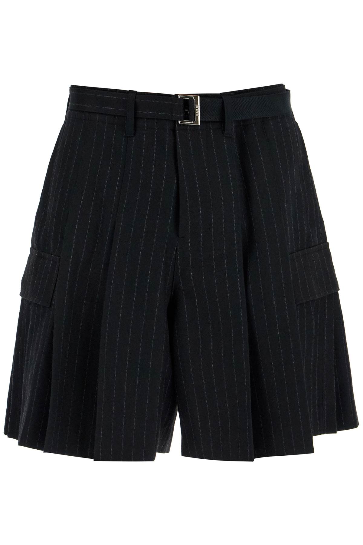 Sacai SACAI striped pleated bermuda shorts