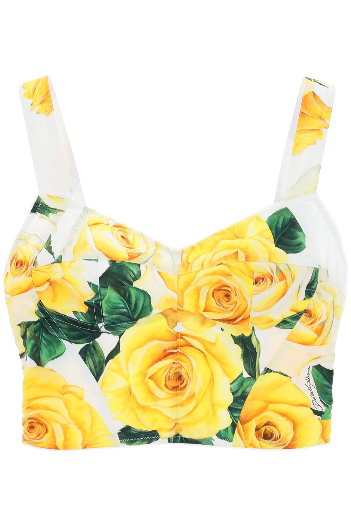 Dolce & Gabbana DOLCE & GABBANA cotton bustier top with yellow rose print