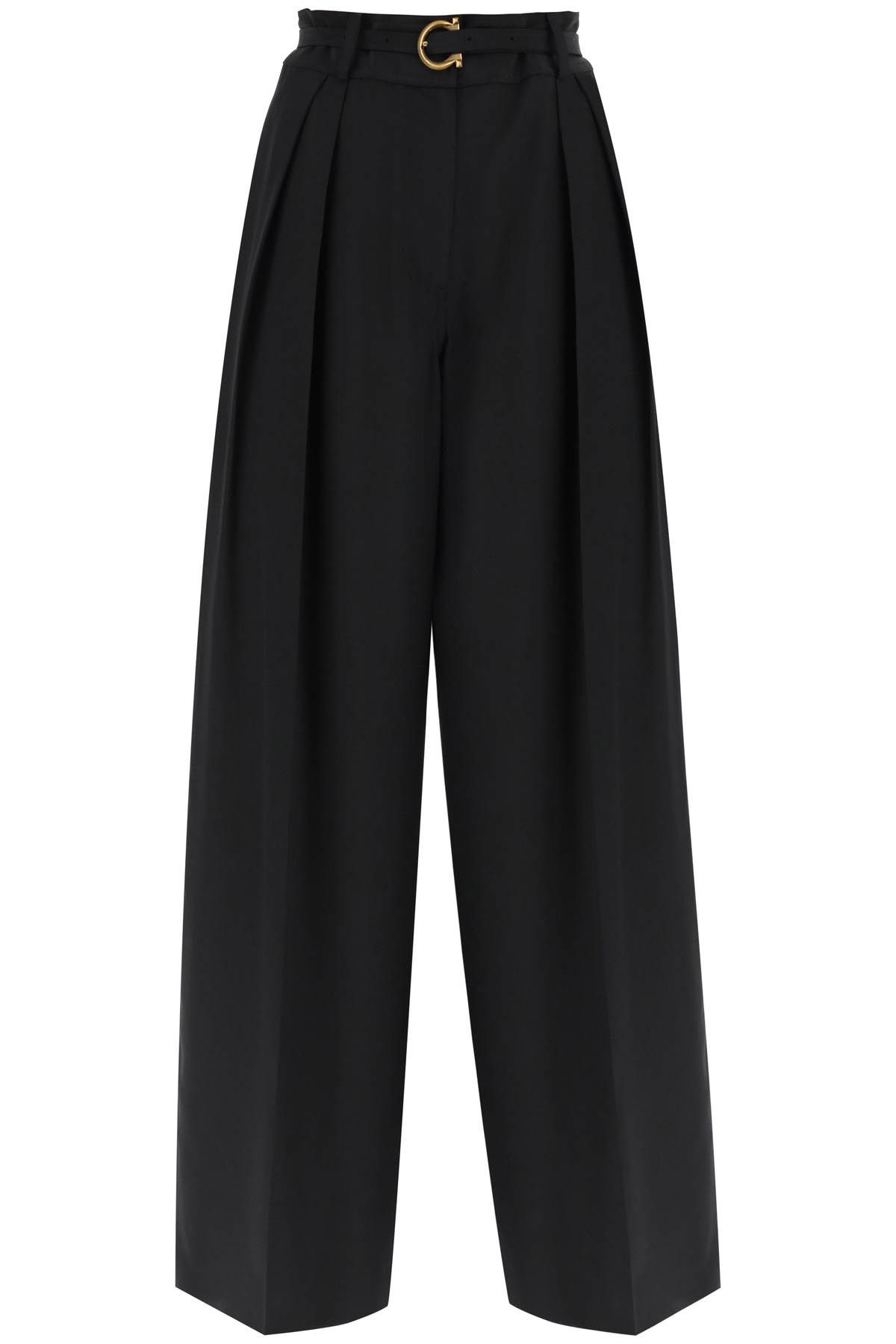 Ferragamo FERRAGAMO silk trousers with gancini belt