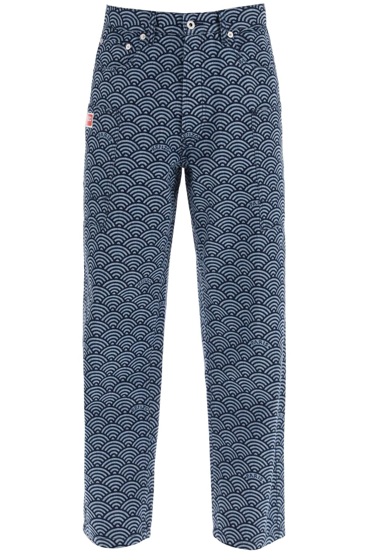 Kenzo KENZO monkey workwear jeans with seigaiha print