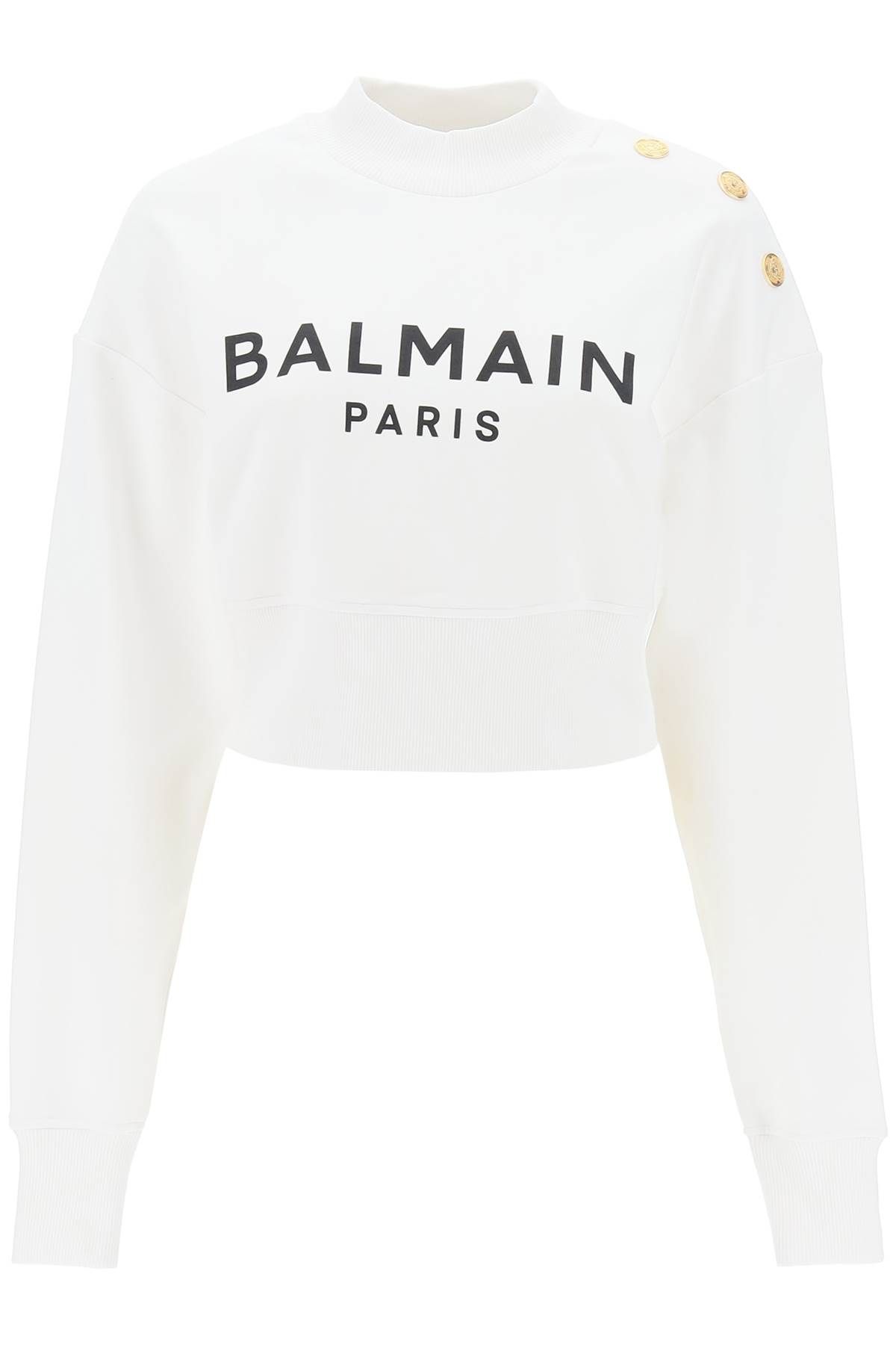 Balmain BALMAIN cropped sweatshirt with logo print and buttons