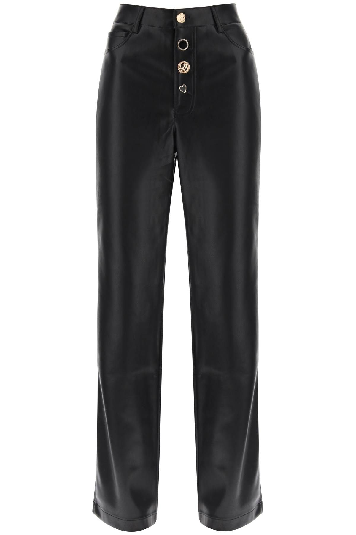 Rotate ROTATE embellished button faux leather pants