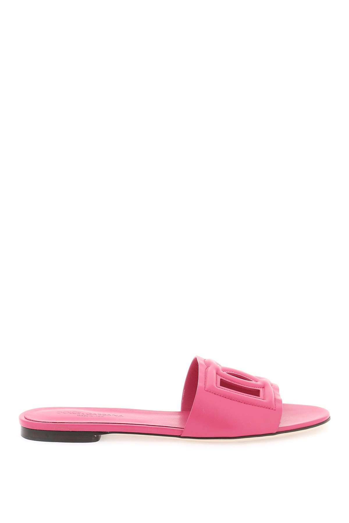 Dolce & Gabbana DOLCE & GABBANA leather slides with cut-out logo