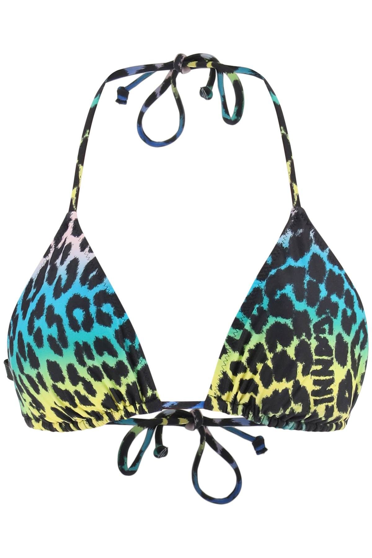 Ganni GANNI animalier bikini top