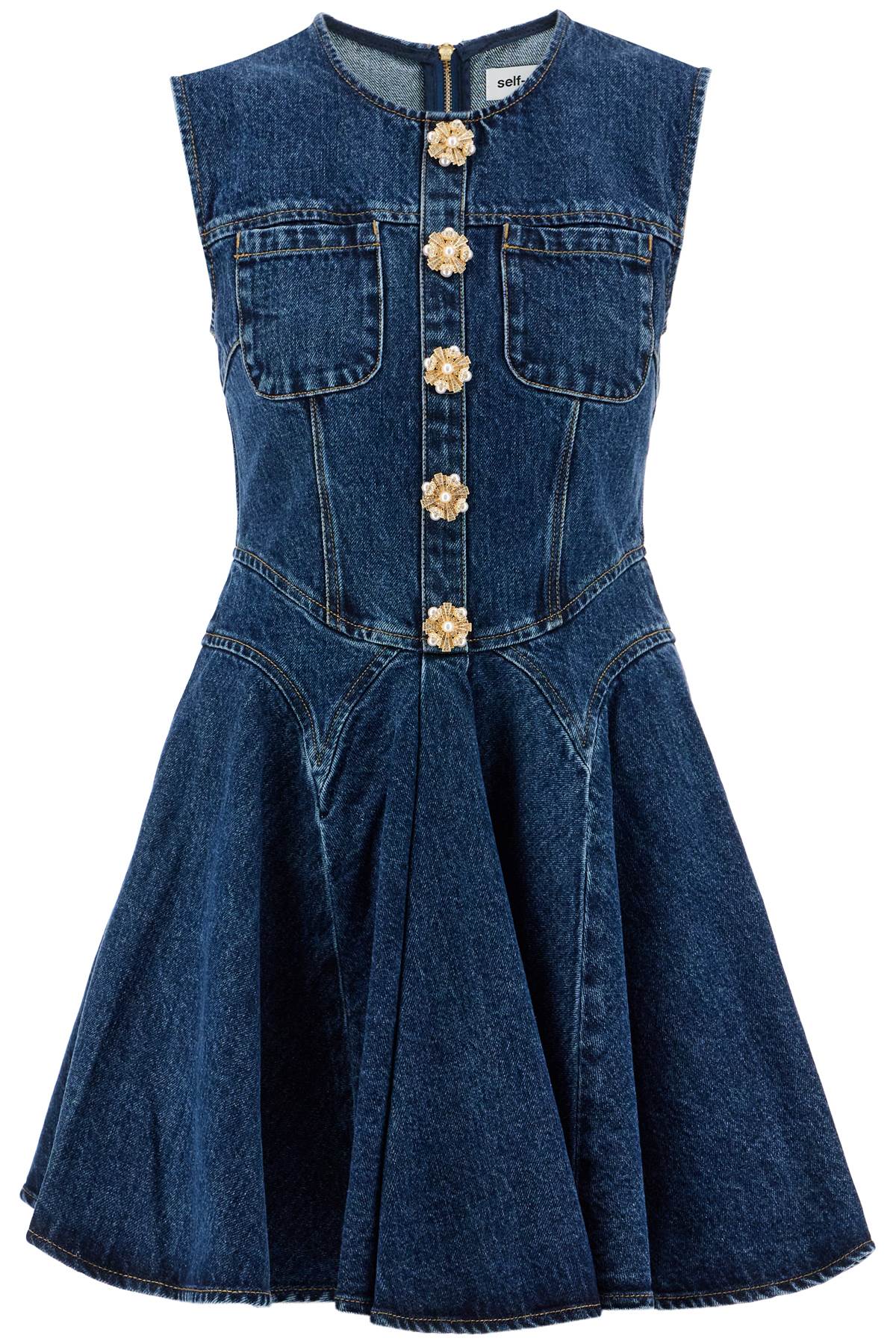  SELF PORTRAIT "mini denim dress with jewel buttons"