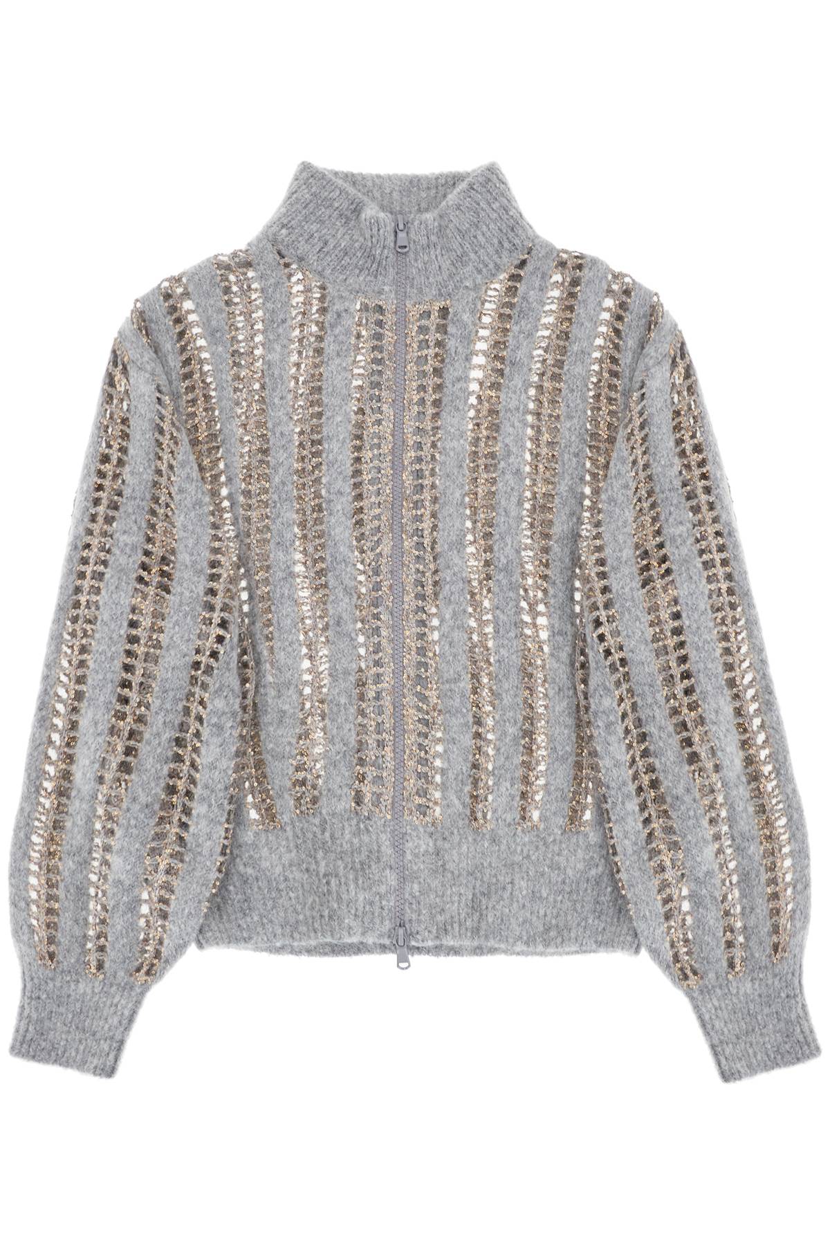 Brunello Cucinelli BRUNELLO CUCINELLI dazzling net zip-up card