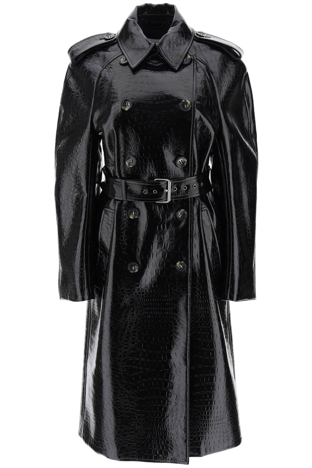 Sportmax SPORTMAX 'faggi' crocodile-effect vinyl trench coat