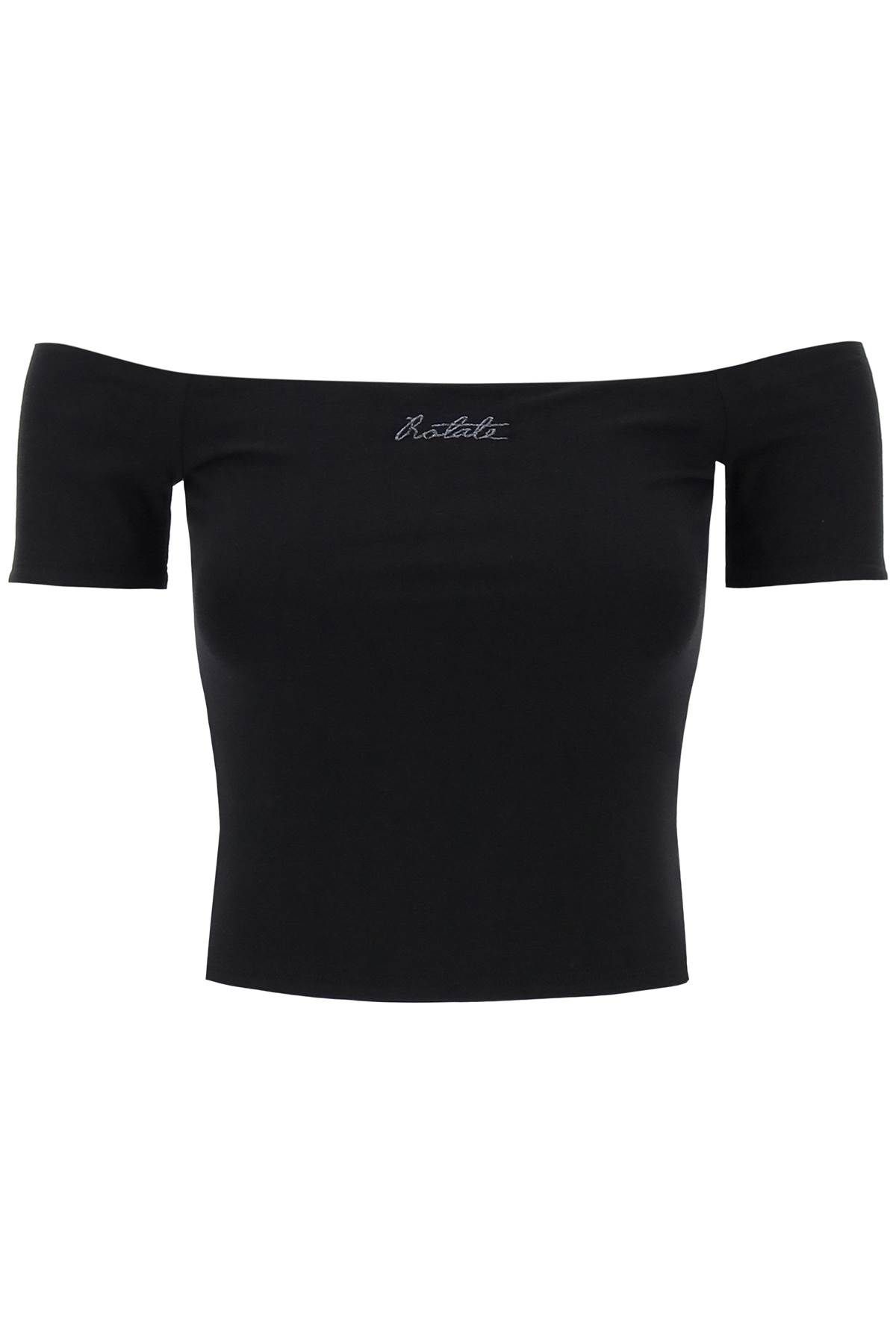 Rotate ROTATE off-shoulder t-shirt with embroidered lure