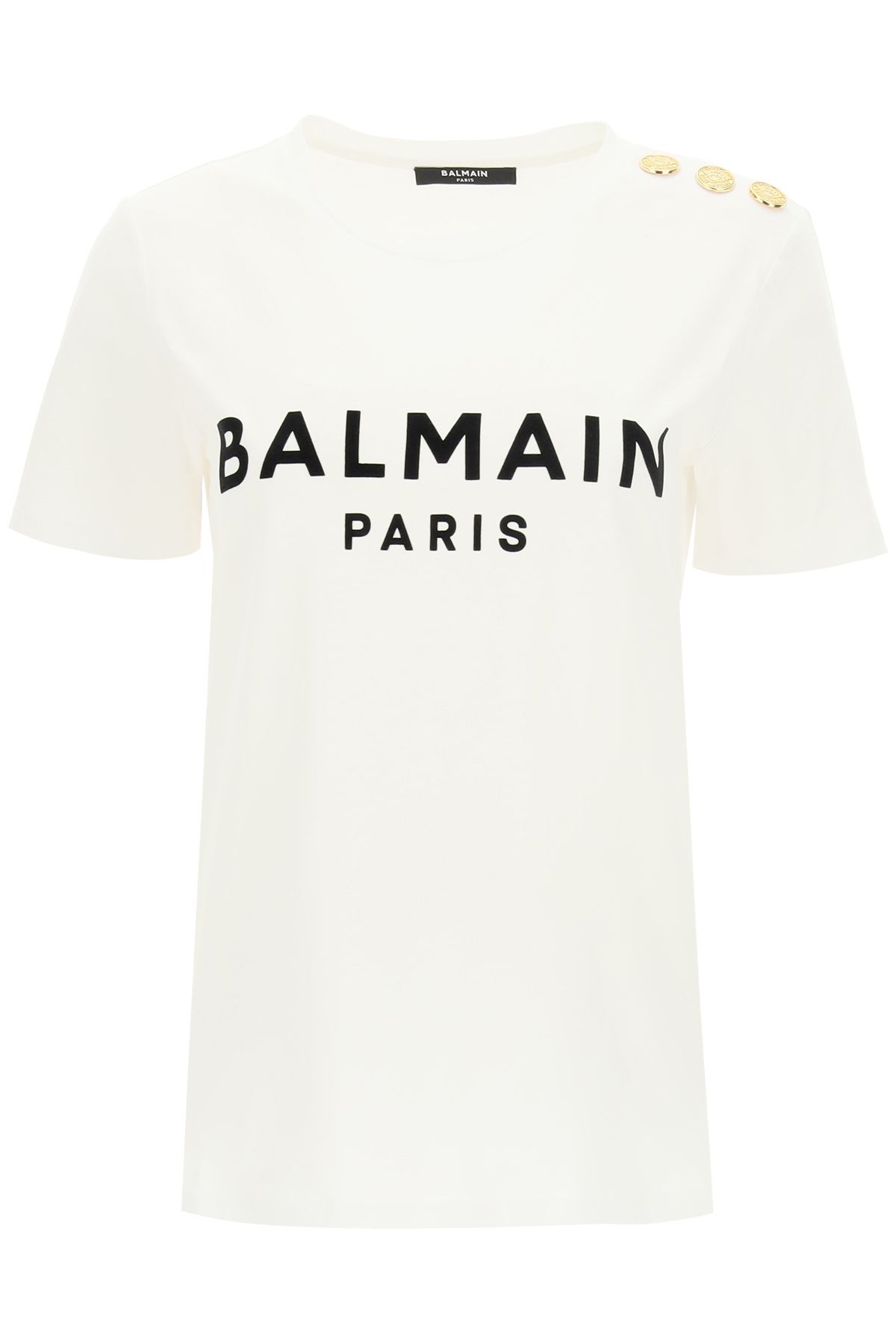 Balmain BALMAIN t-shirt with logo print and embossed buttons