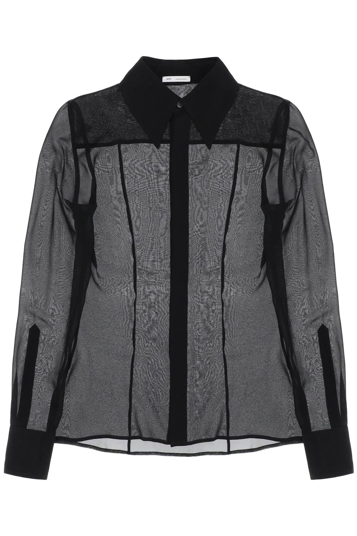  AMI ALEXANDRE MATIUSSI semi-transparent silk shirt