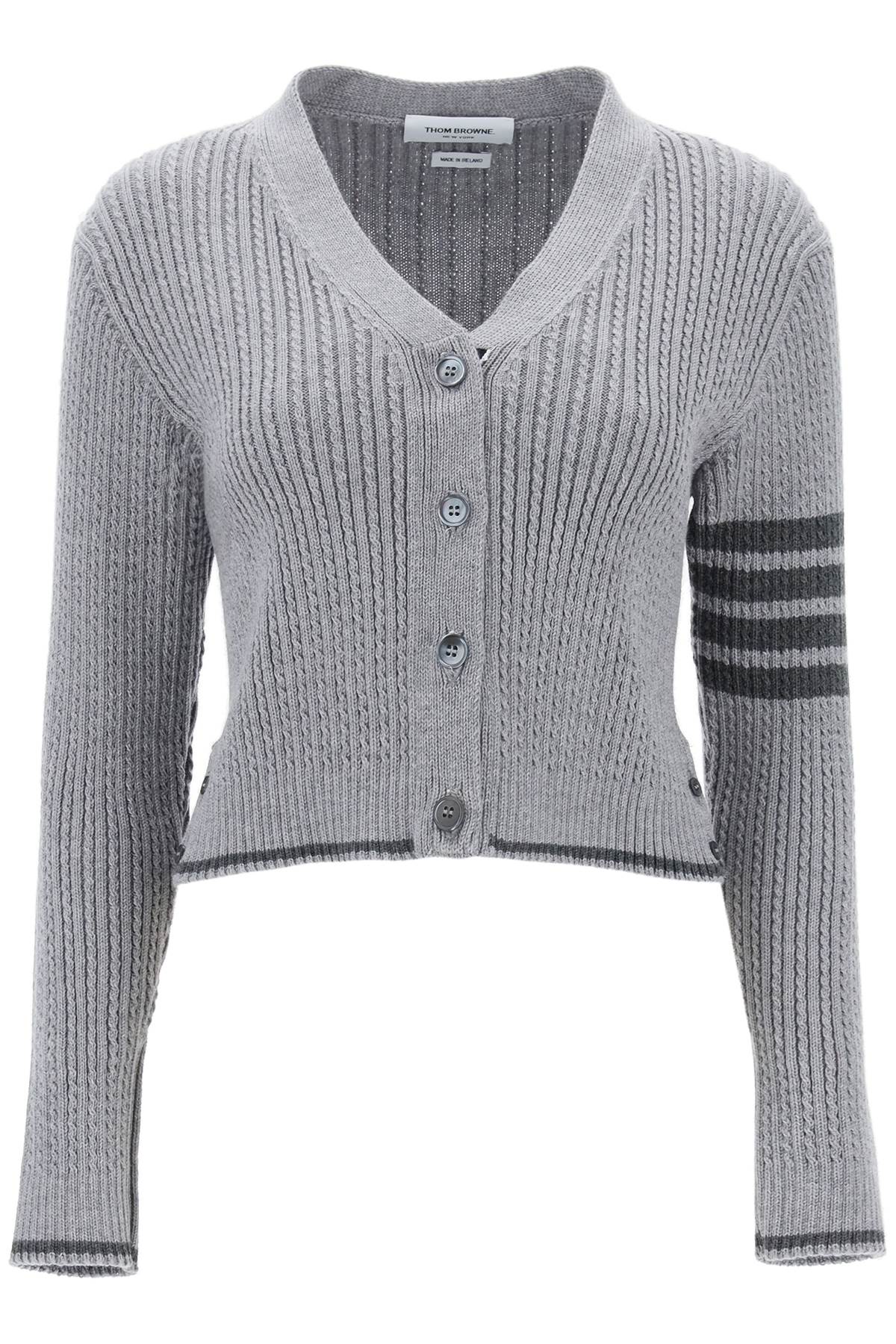 Thom Browne THOM BROWNE 4-bar baby cable cropped cardigan