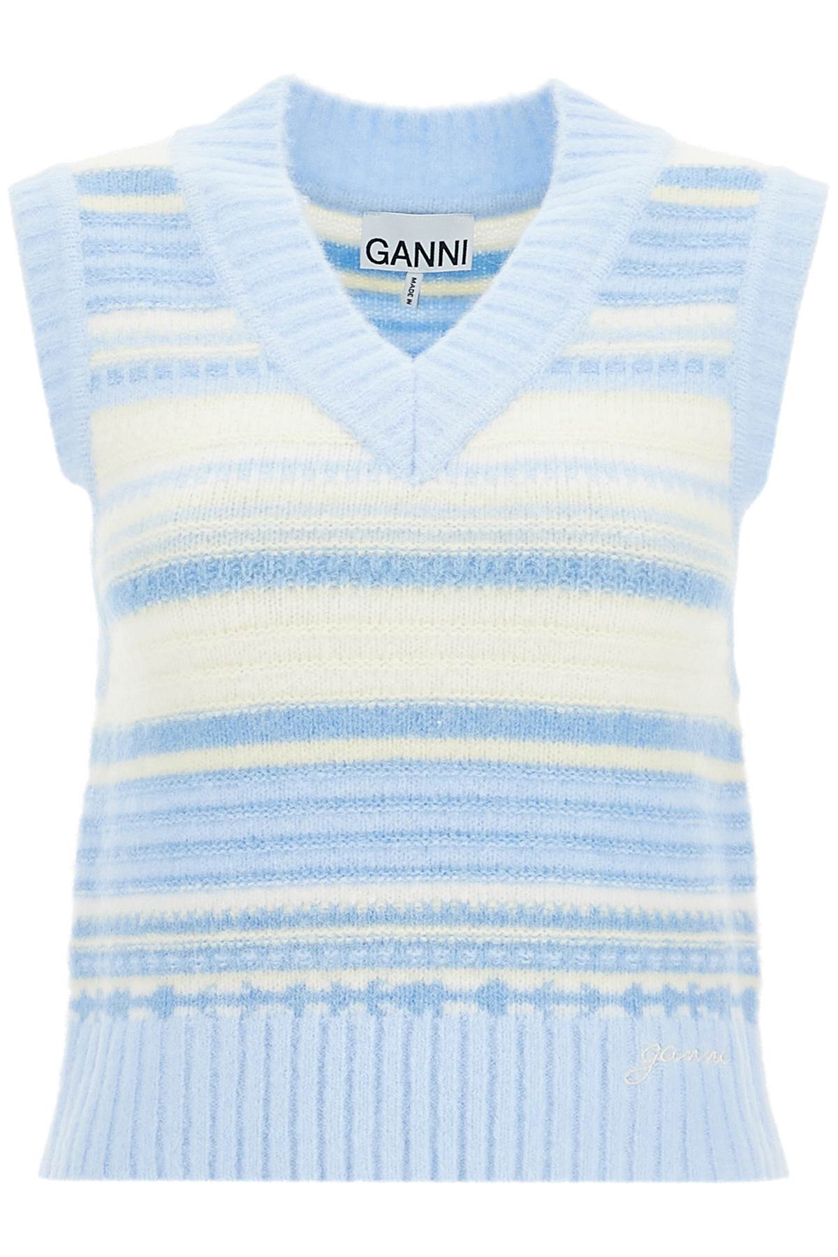 Ganni GANNI "soft striped knit vest with a comfortable