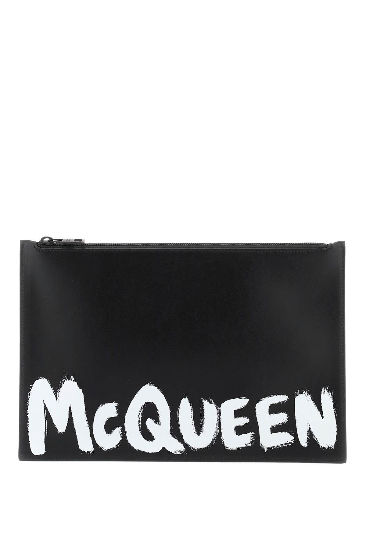 Alexander McQueen ALEXANDER MCQUEEN 'mcqueen graffiti' leather flat pouch