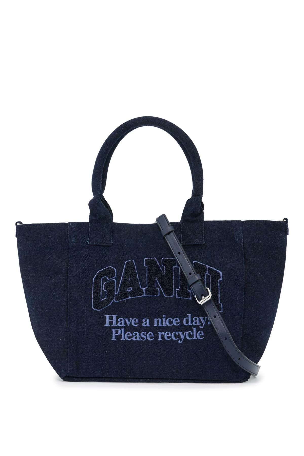 Ganni GANNI small denim easy shopper tote