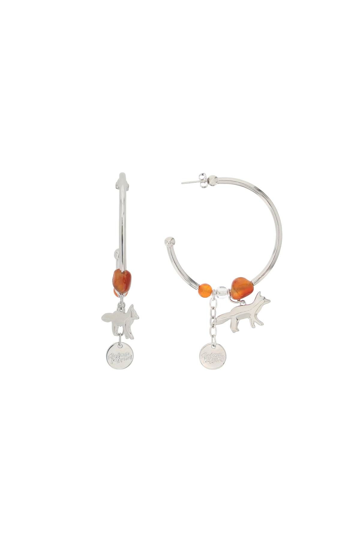 Maison Kitsuné MAISON KITSUNE fox & beads hoop earrings