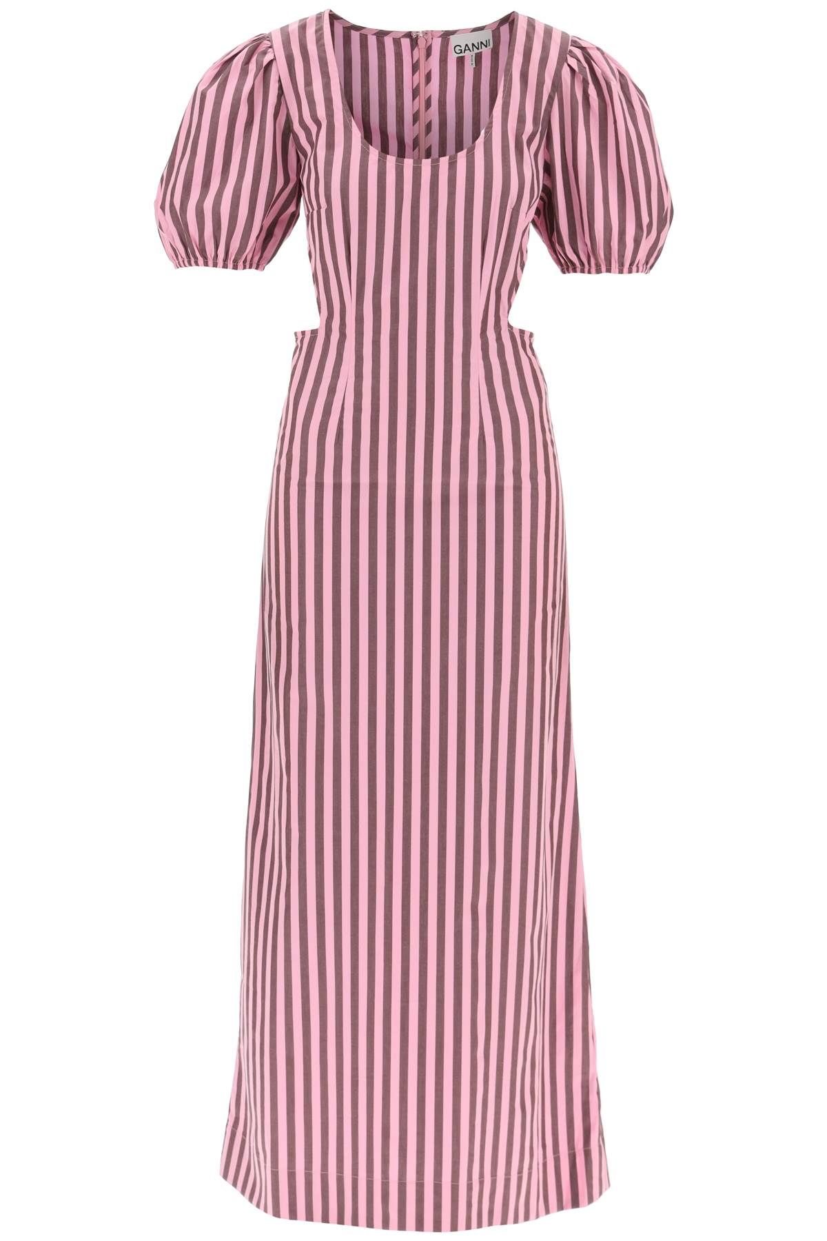 Ganni GANNI striped maxi dress with cut-outs