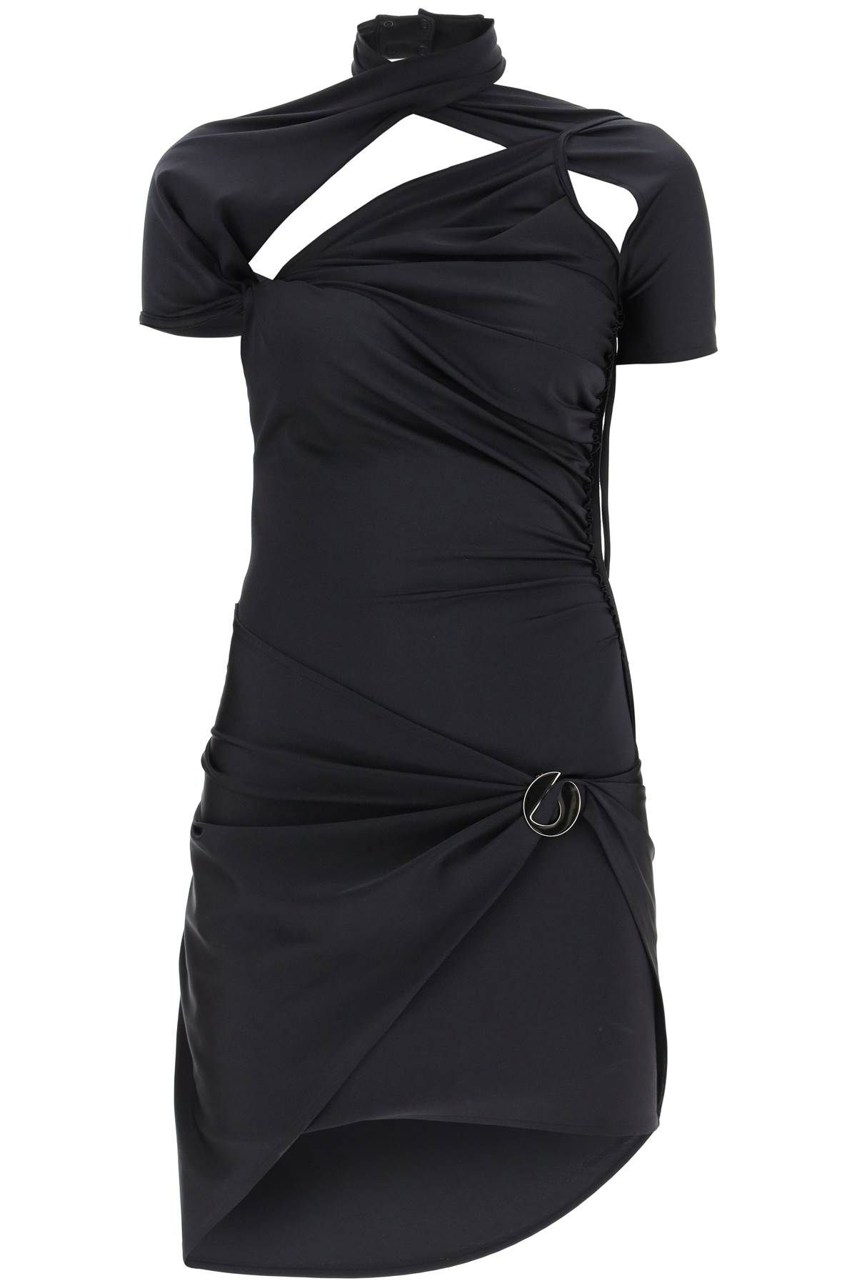 Coperni COPERNI draped mini dress with cut outs and logo detail