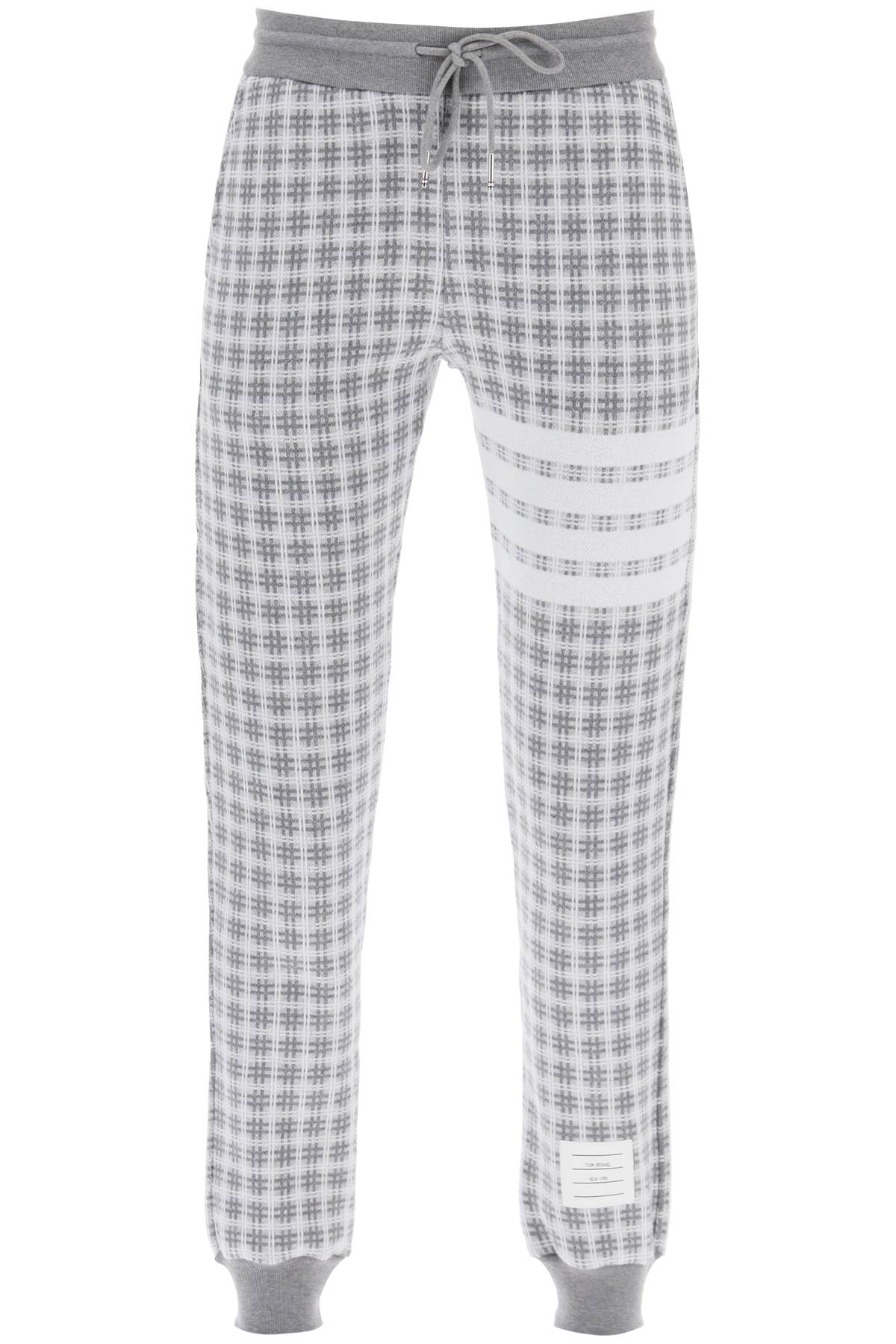 Thom Browne THOM BROWNE 4-bar joggers in check knit