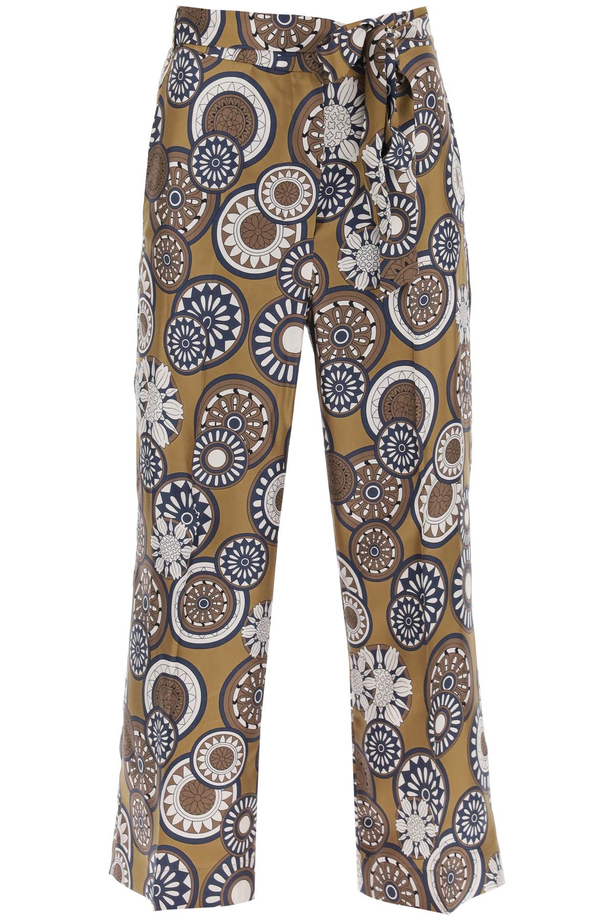  'S MAX MARA 'timeb' cropped pants in printed silk twill