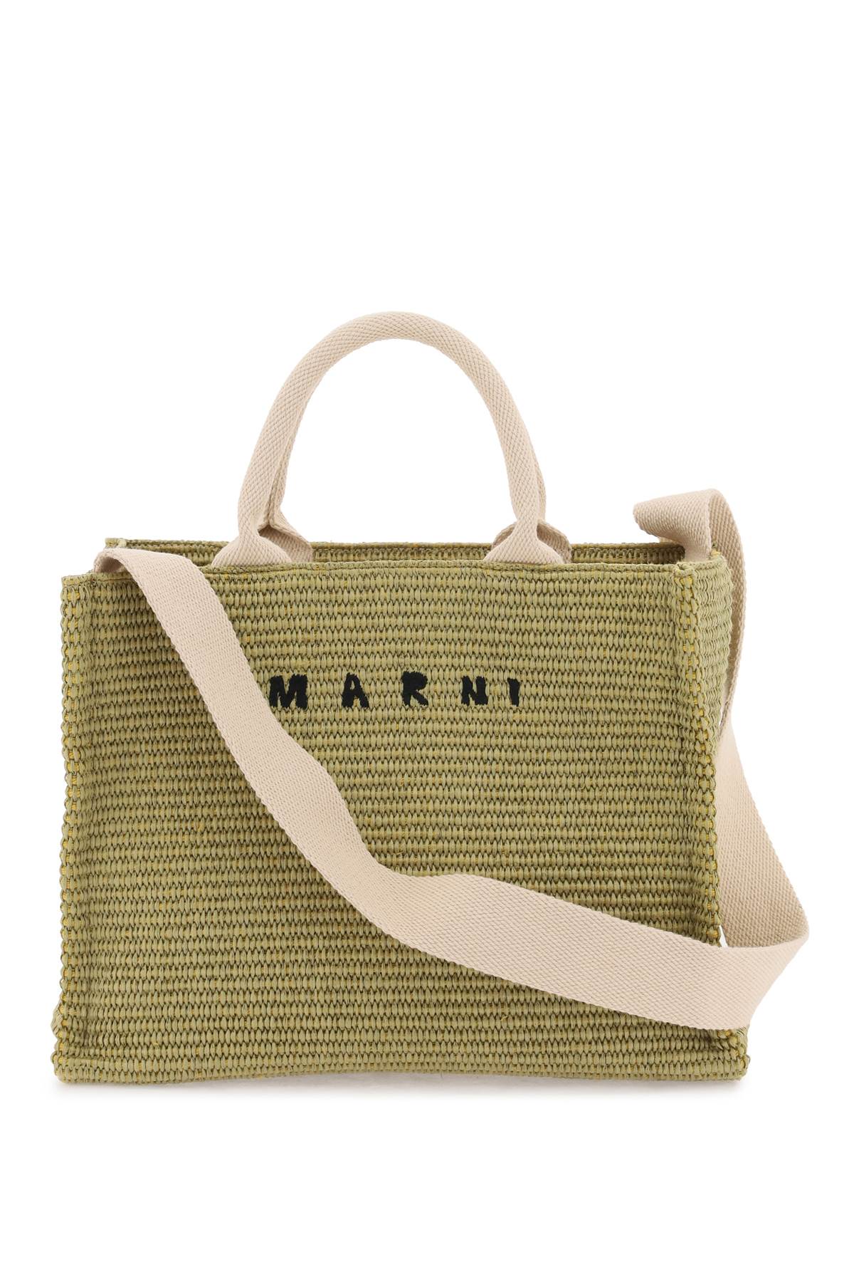 Marni MARNI raffia-effect canvas small tote bag