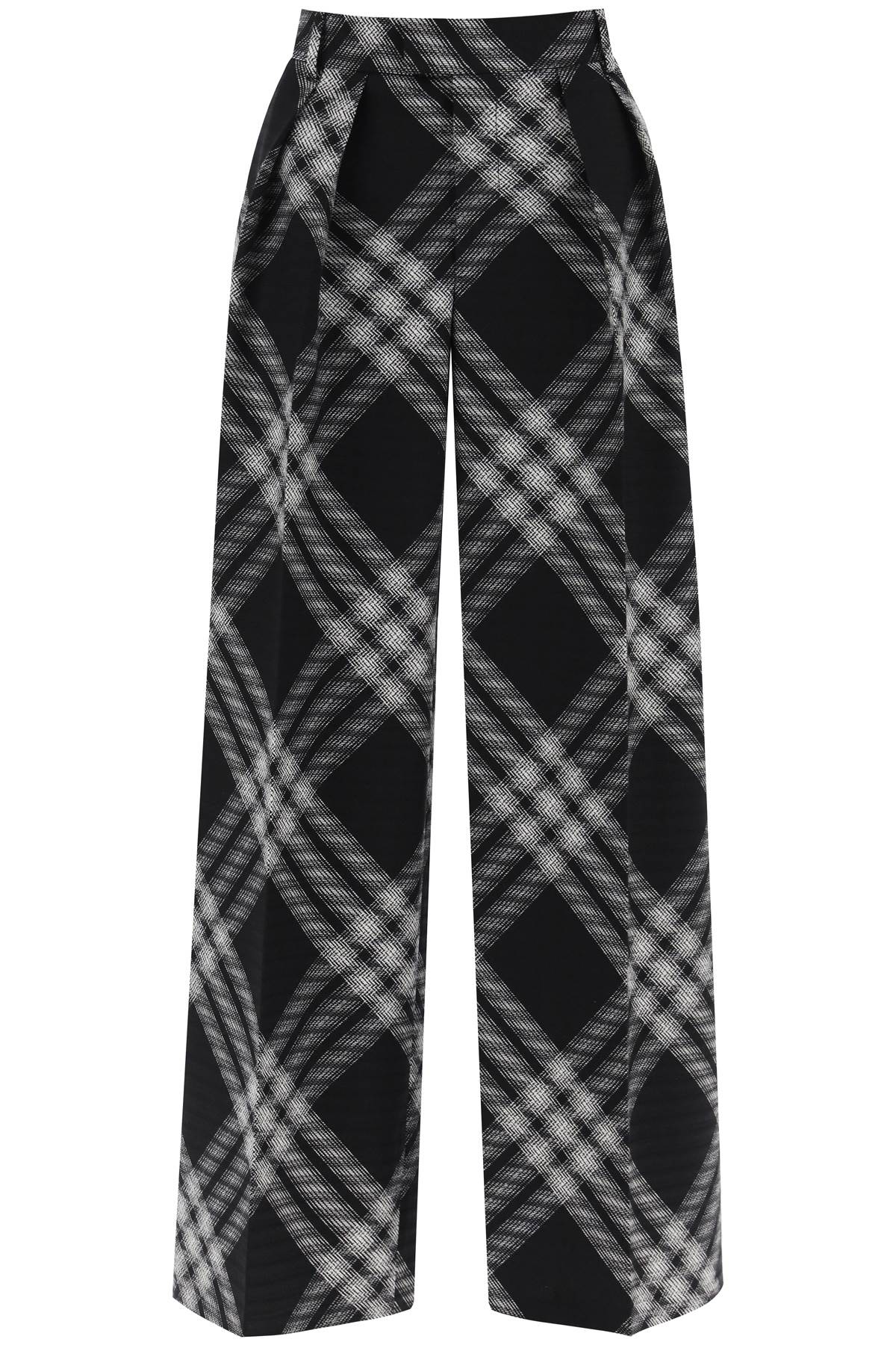 Burberry BURBERRY double pleated checkered palazzo pants