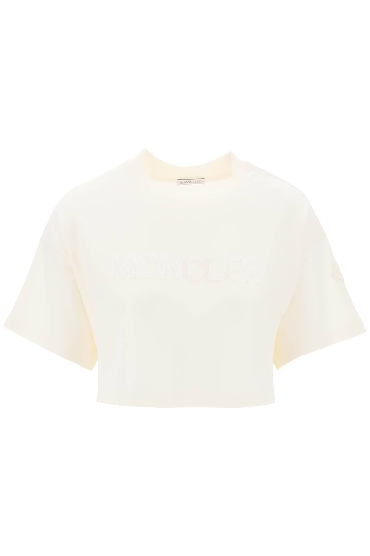 Moncler MONCLER cropped t-shirt with sequin logo
