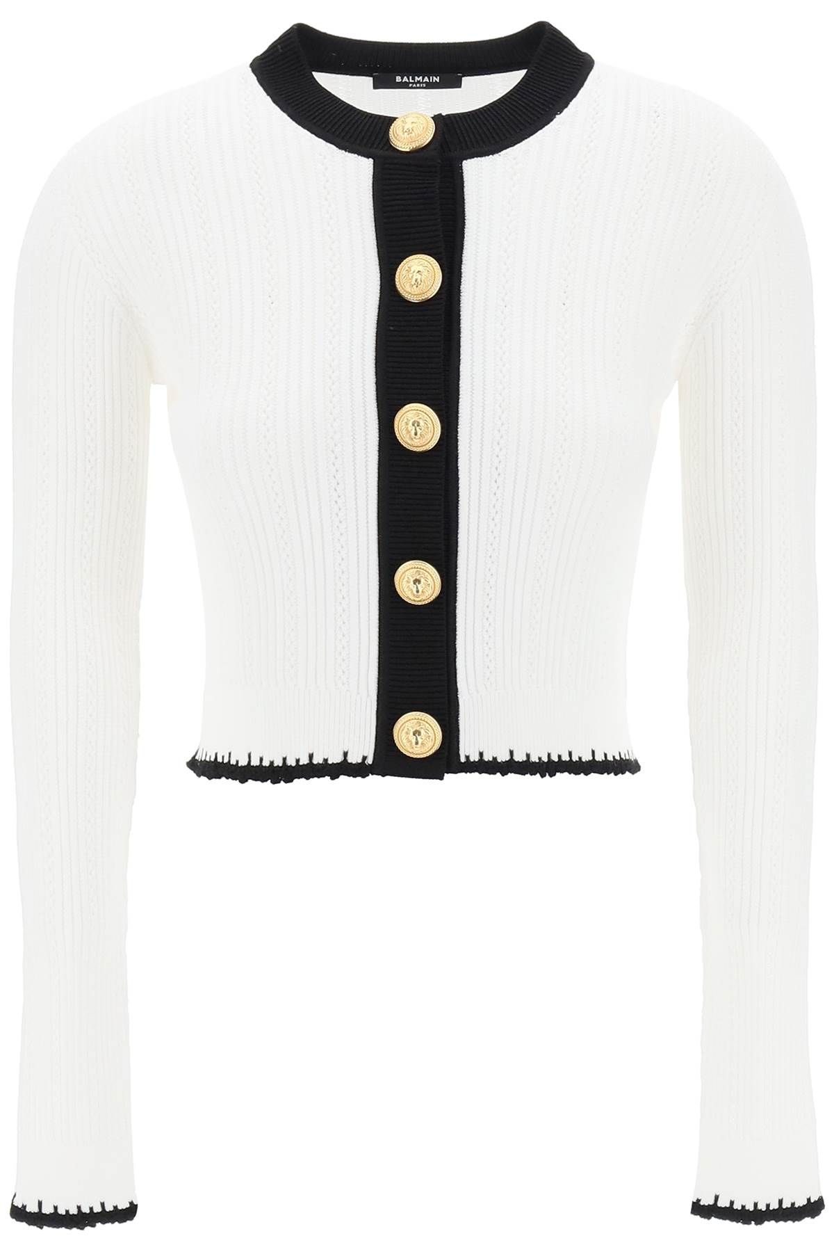 Balmain BALMAIN bicolor knit cardigan with embossed buttons