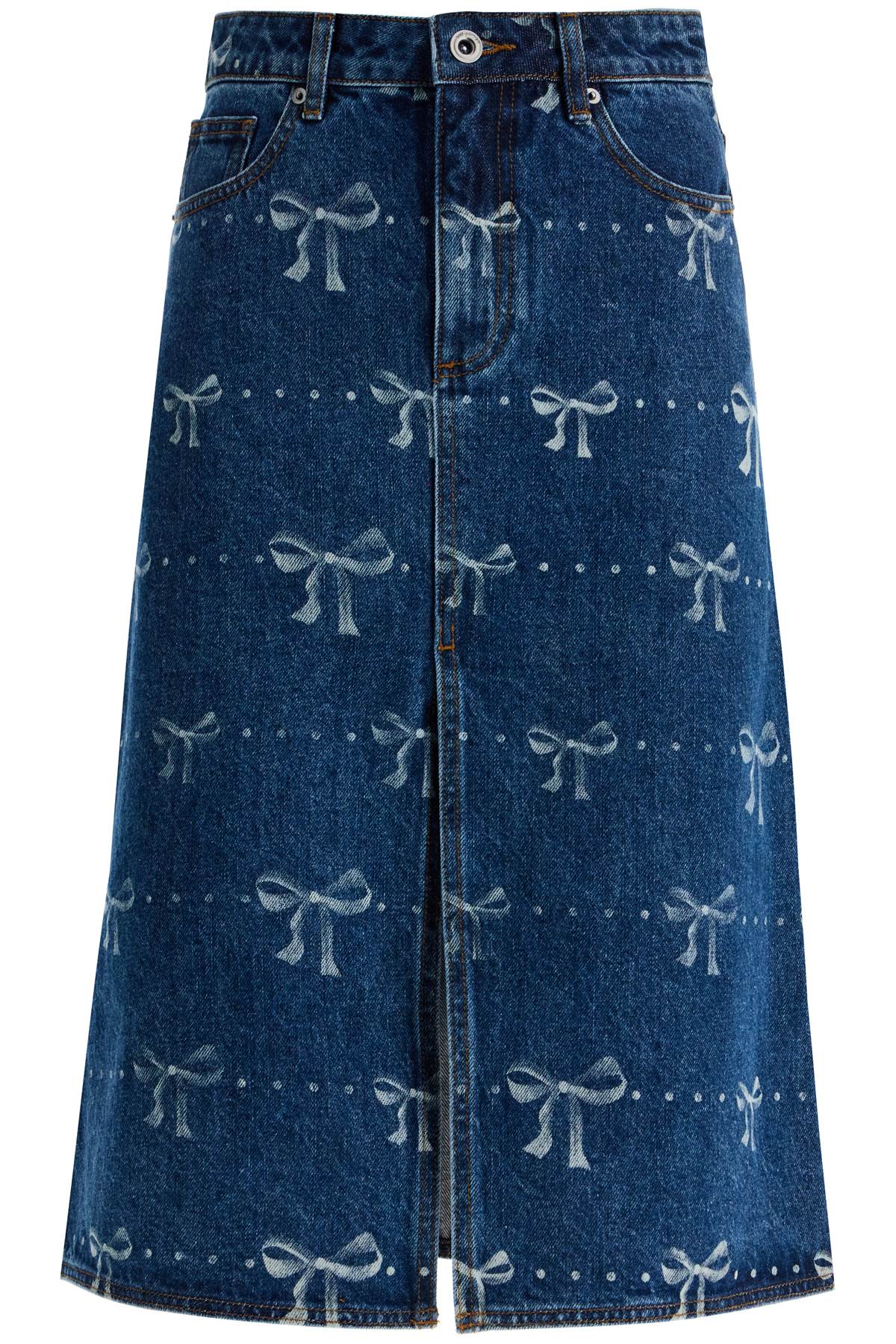  SELF PORTRAIT "denim skirt with bow print