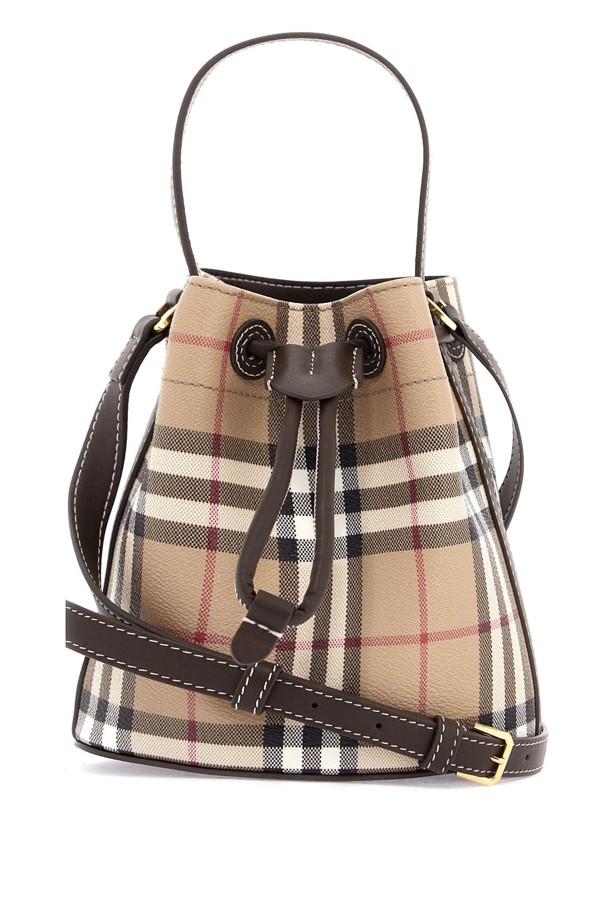 Burberry BURBERRY mini check bucket bag with drawstring