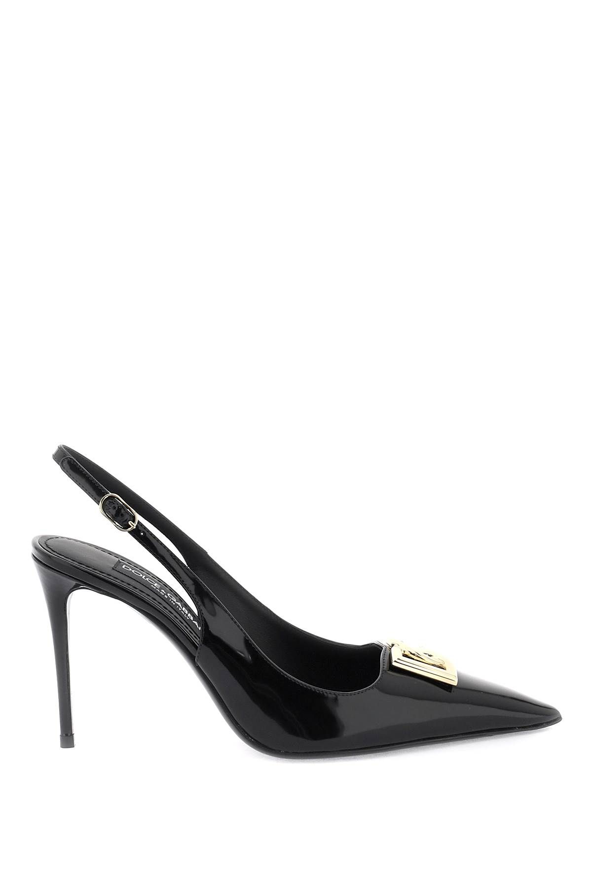 Dolce & Gabbana DOLCE & GABBANA glossy leather lollo slingback pumps