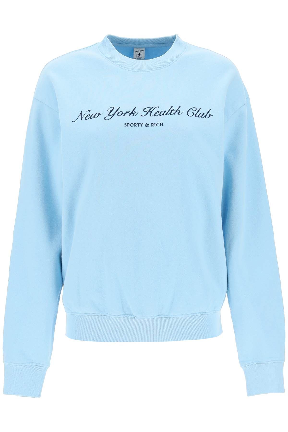  SPORTY RICH 'ny health club' flocked sweatshirt