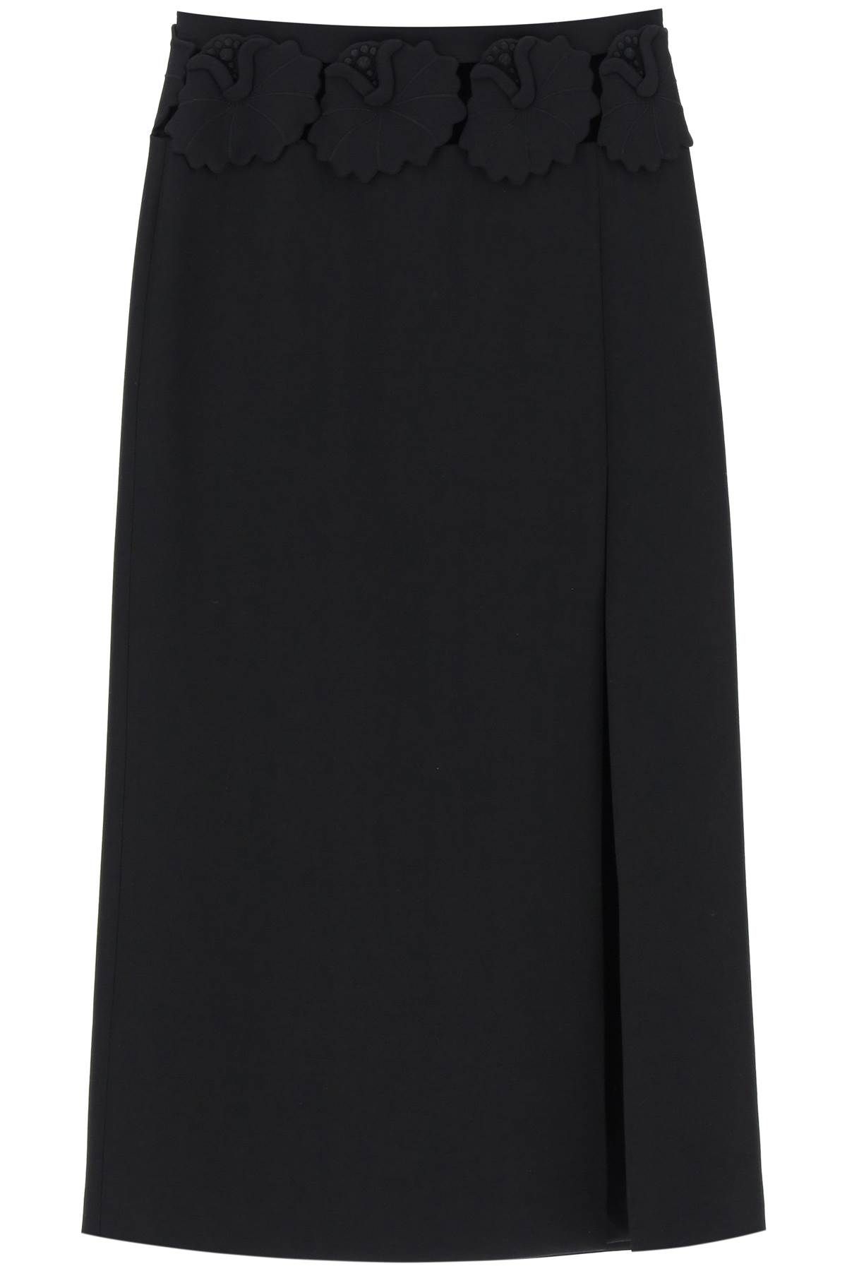 VALENTINO GARAVANI VALENTINO GARAVANI "mid-length wool and silk skirt with floral appliqué