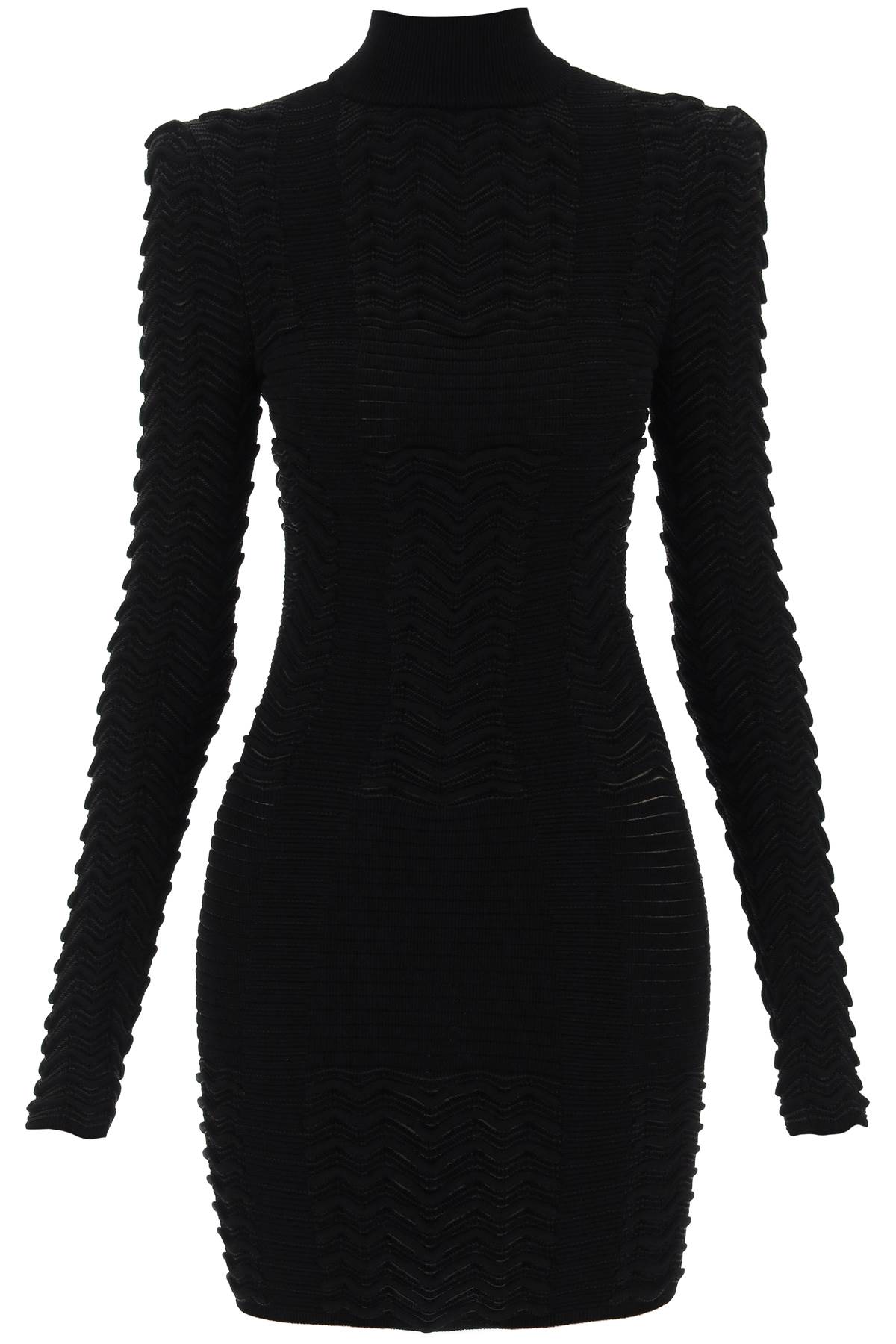 Balmain BALMAIN turtleneck mini dress in texturized knit