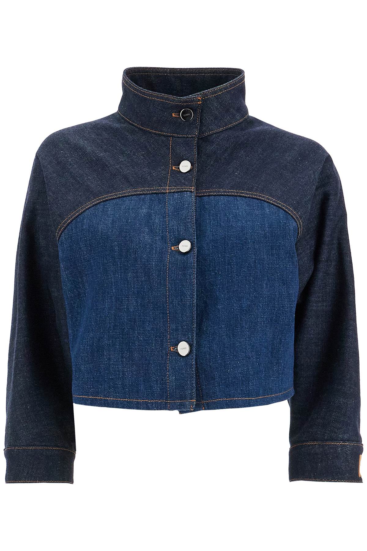 FENDI FENDI bicolor cropped denim jacket in