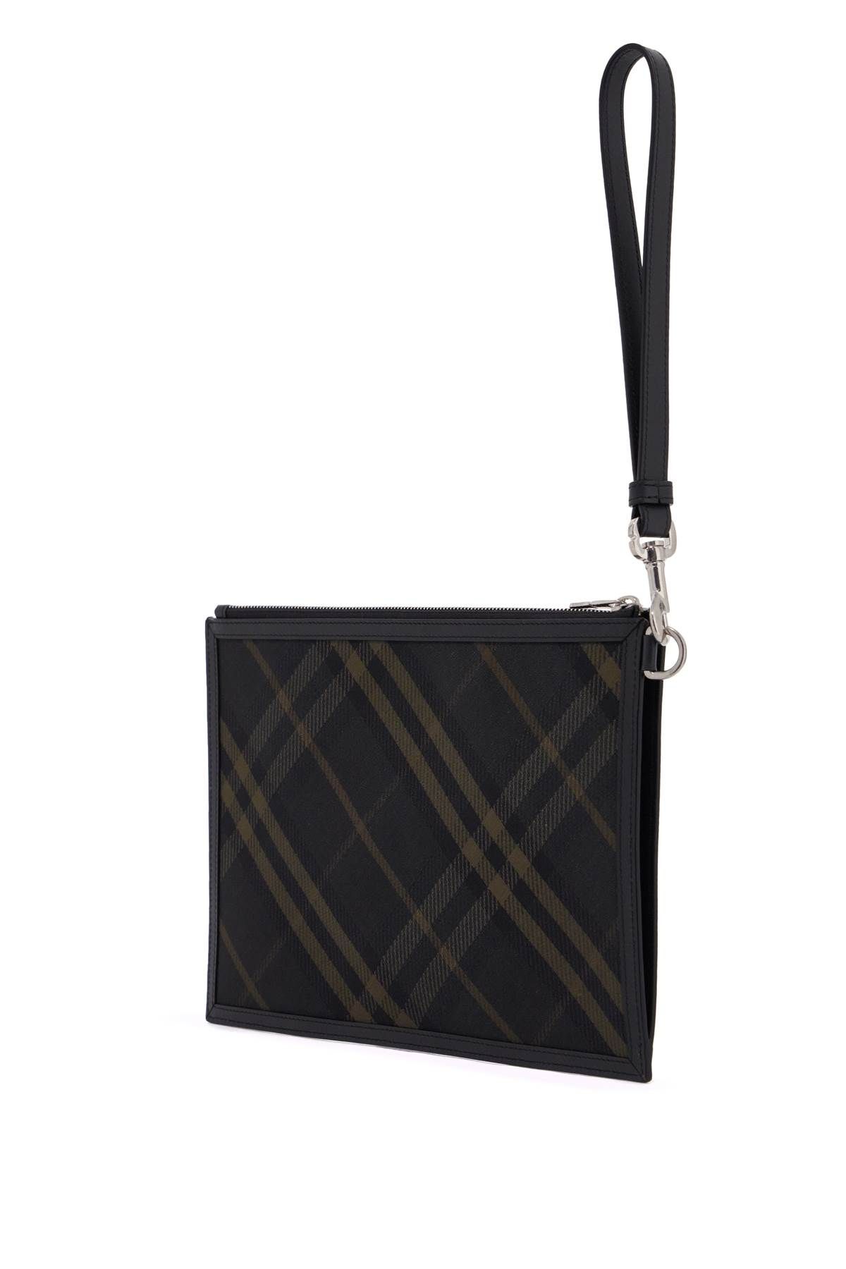 Burberry BURBERRY erednncheckered coated canvas pouch bag