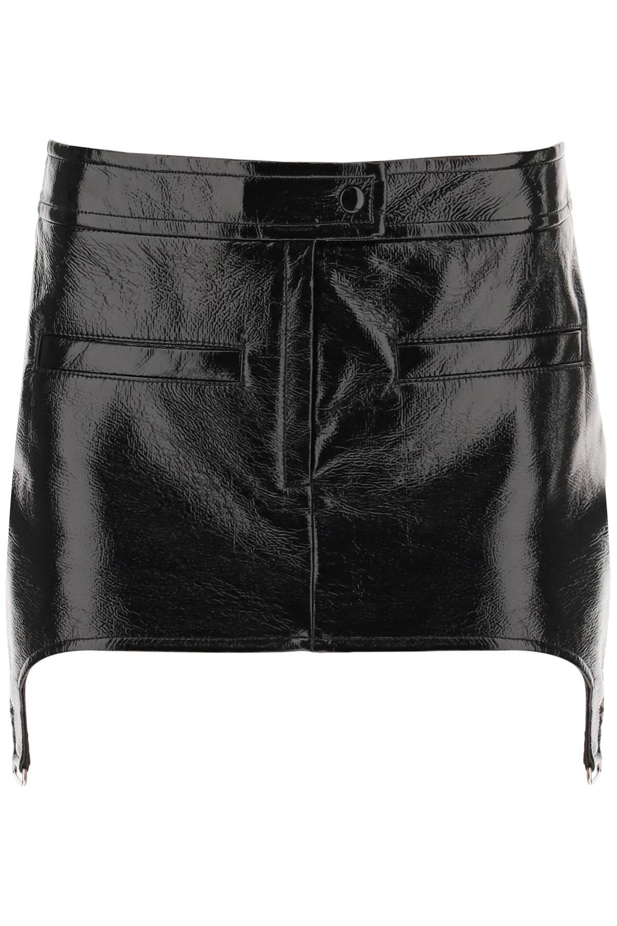 Courrèges COURREGES vinyl effect mini skirt with suspenders