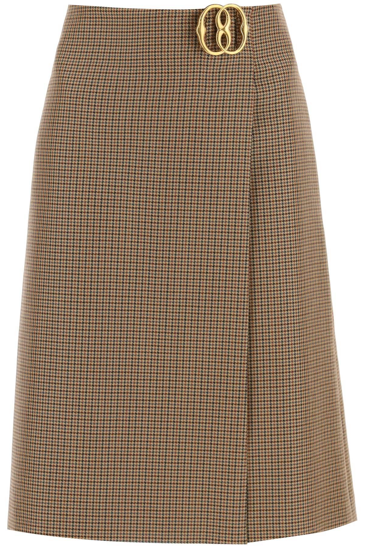BALLY BALLY houndstooth a-line skirt with emblem buckle