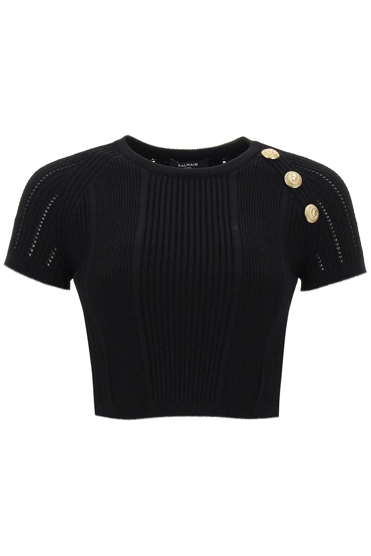 Balmain BALMAIN knitted cropped top with embossed buttons