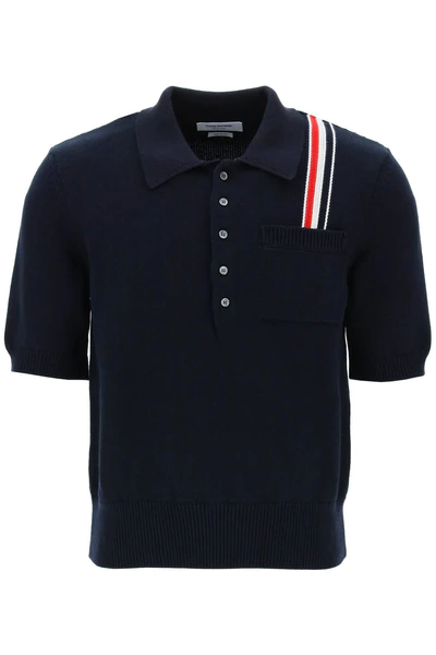 Thom Browne THOM BROWNE cotton knit polo shirt with rwb stripe