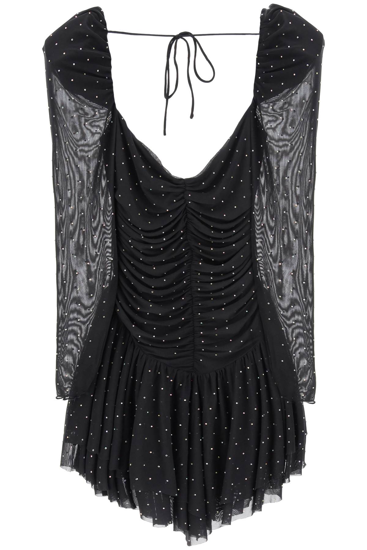 Rotate ROTATE mini dress in rhinestone-studded mesh