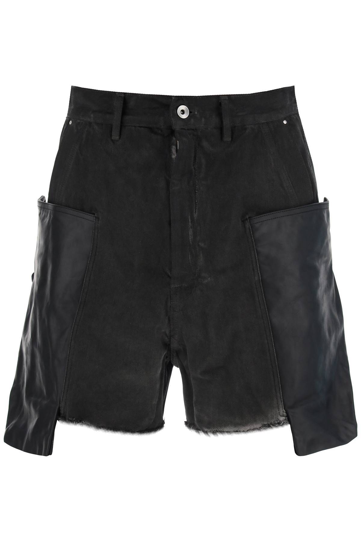 Rick Owens RICK OWENS stefan cargo shorts with leather inserts