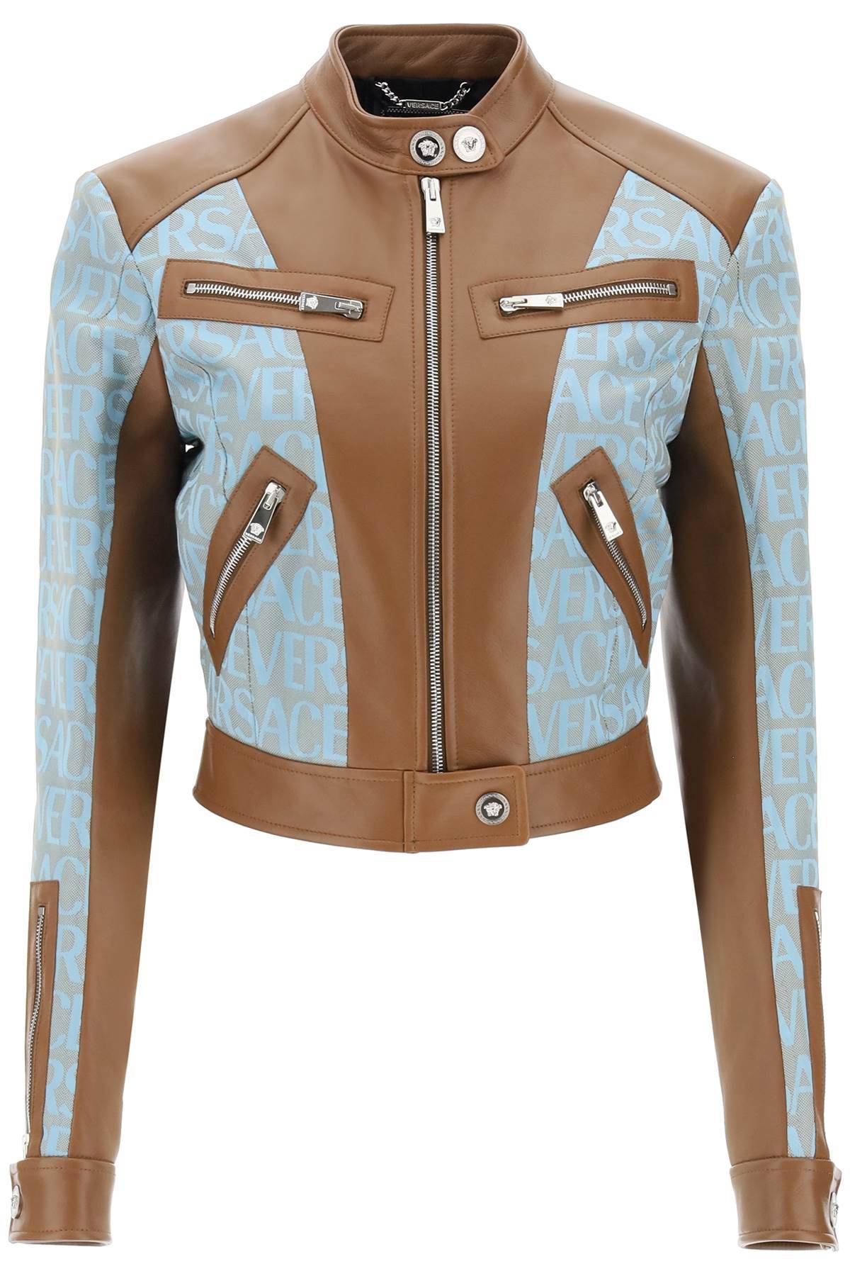 Versace VERSACE 'versace allover' lamb leather biker jacket