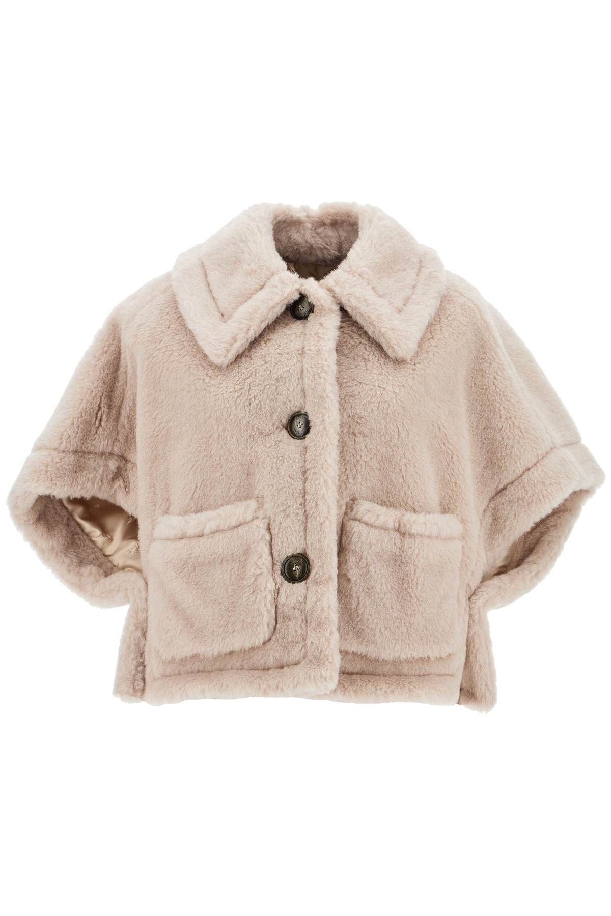 Max Mara MAX MARA "boxy alpaca and wool teddy hood