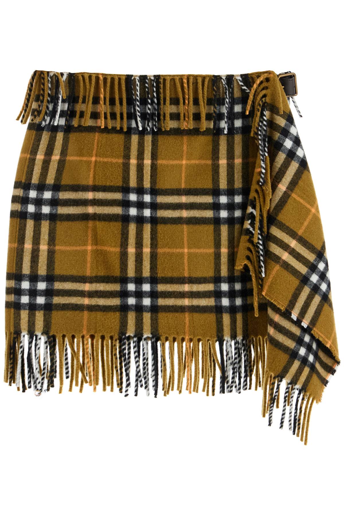 Burberry BURBERRY ered wool and cashmere scarf-style mini skirt