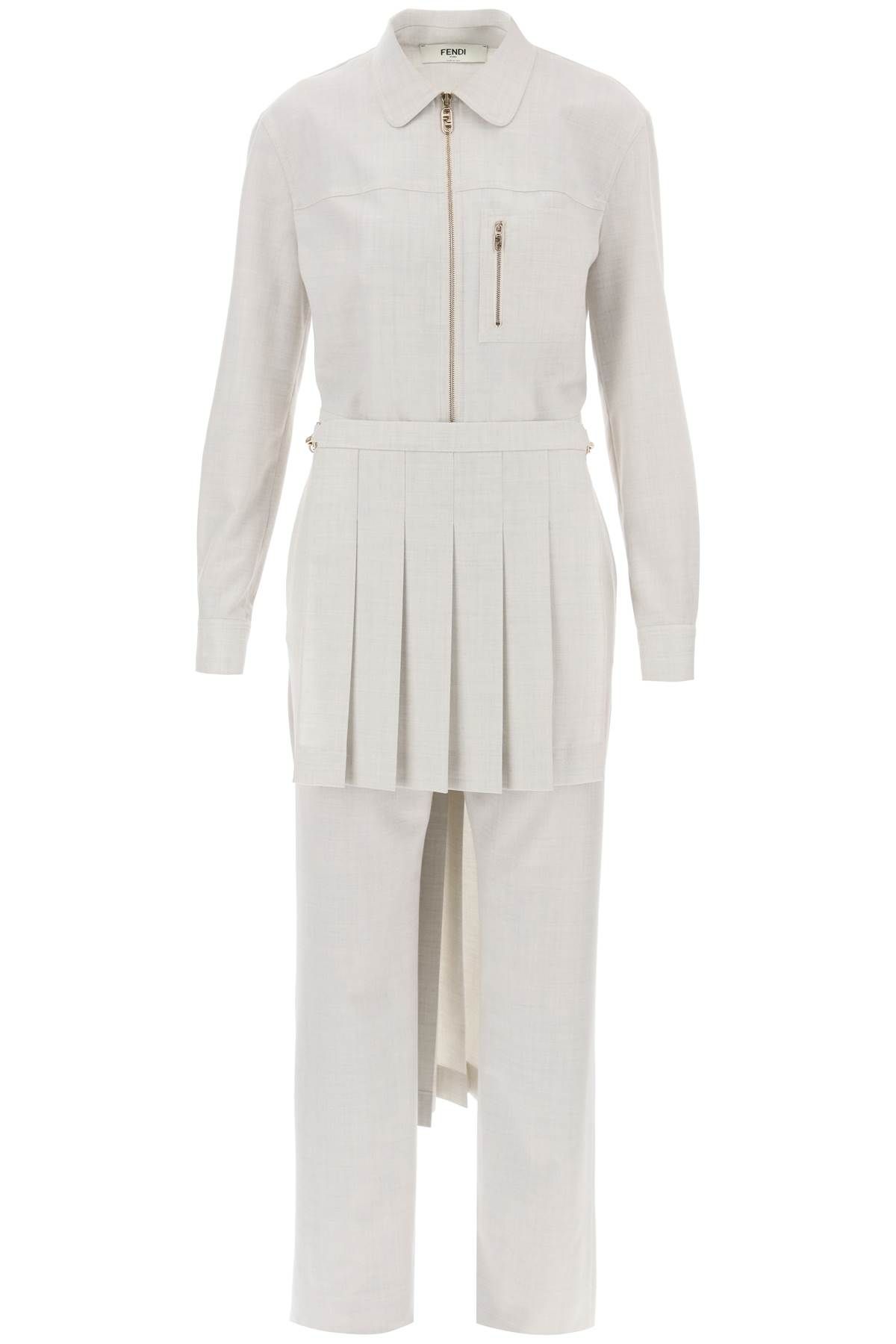 FENDI FENDI wool jumpsuit with pleated panels