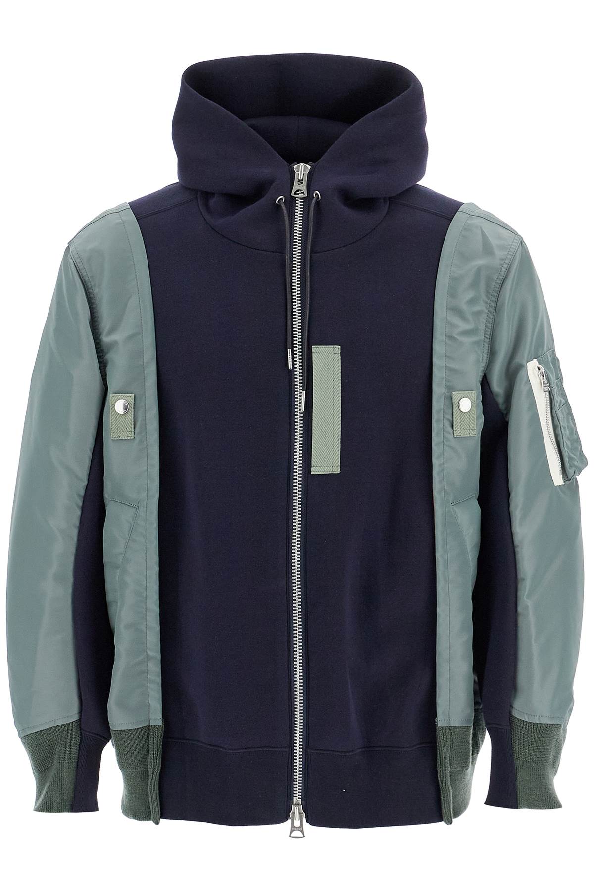 Sacai SACAI hybrid sweatshirt with zip and hood