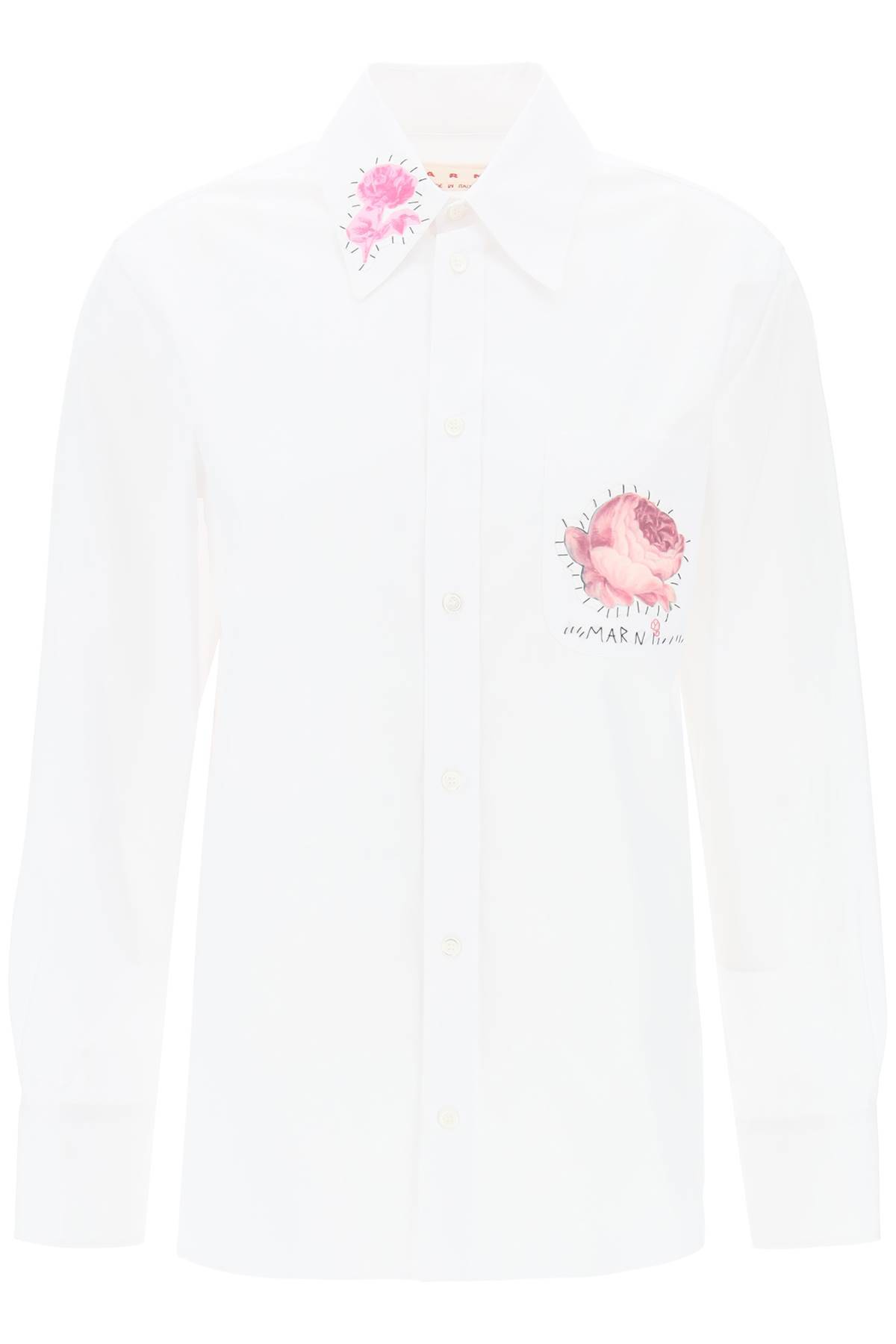 Marni MARNI "shirt with flower print patch and embroidered logo