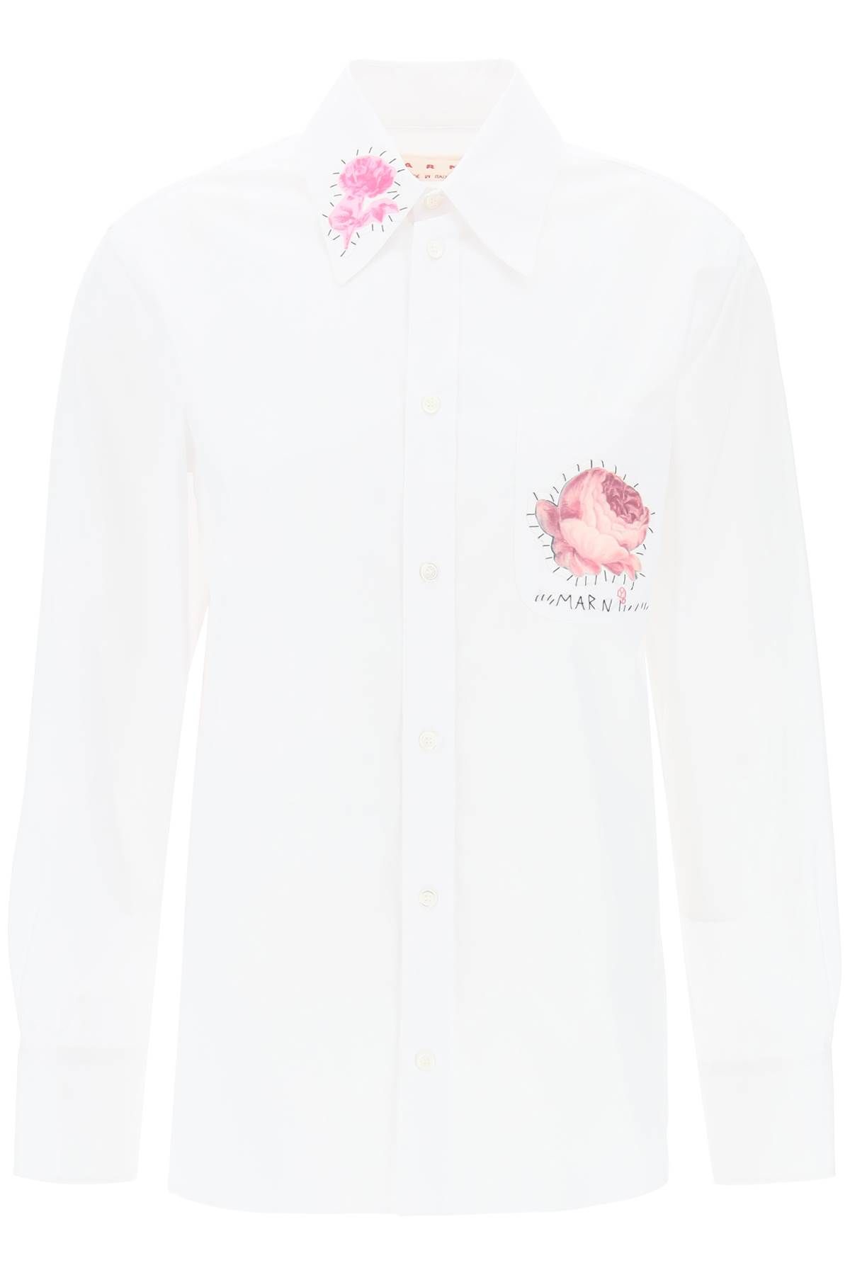 Marni MARNI "shirt with flower print patch and embroidered logo